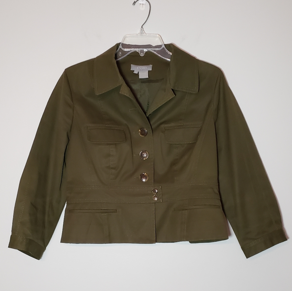 Eccoci Olive Army Green Waist Jacket Size 8